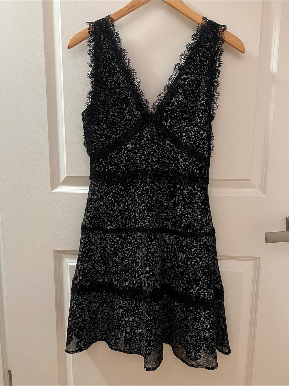 The Kooples Black Micro-Dot Slip Dress